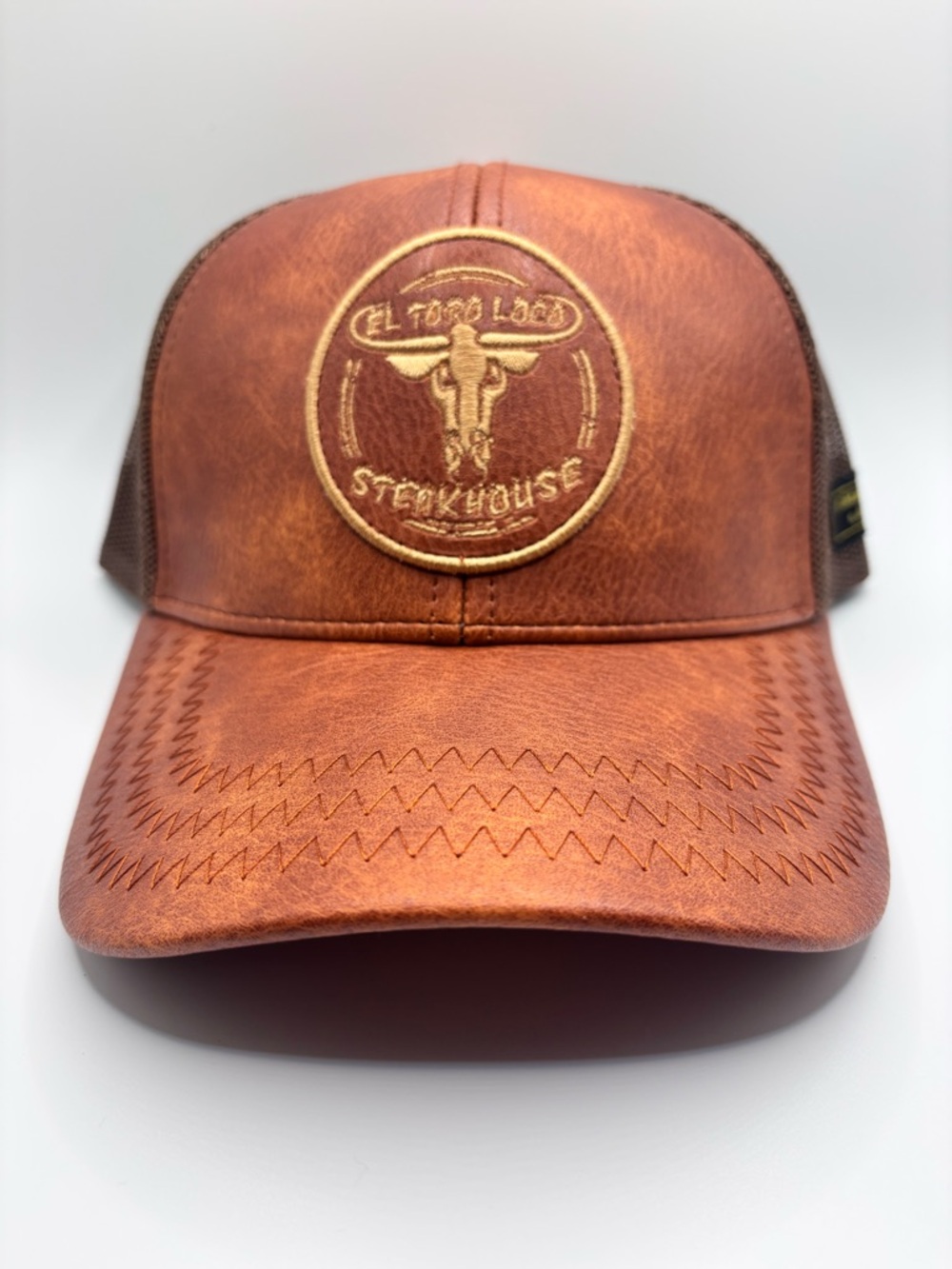 El Toro Loco By Aldo Western Trucker Hat Bull Skull Leather Look Velcro Back Cap
